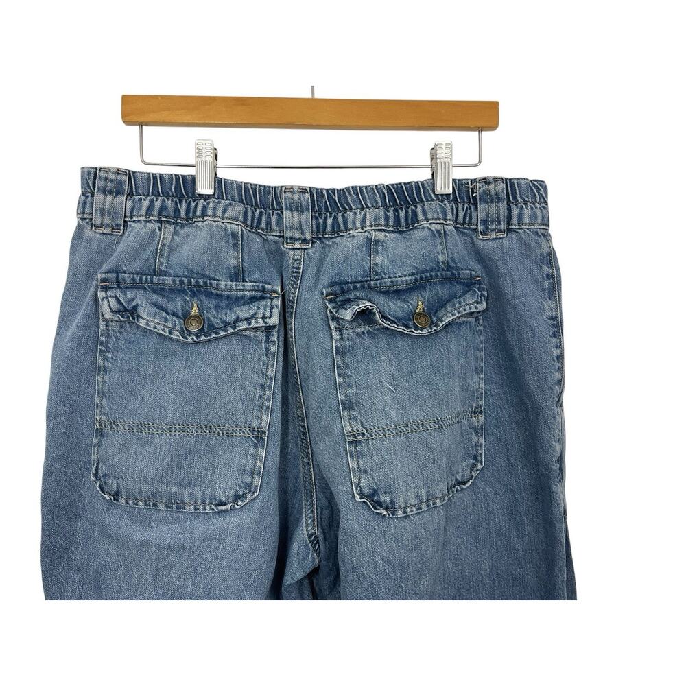 We The Free People Pull On Low Sling Oversized Blue Jeans Large Wide Leg Maeve - Picture 7 of 8